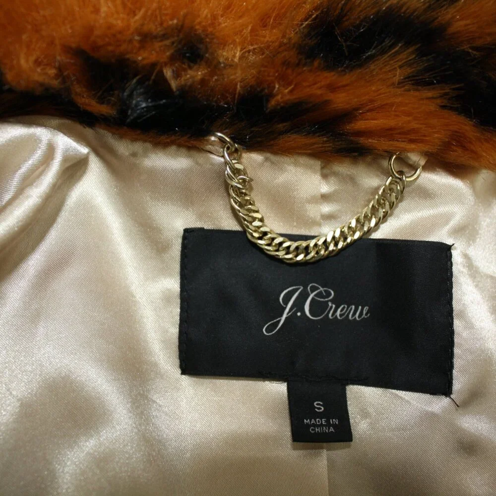 J. Crew Faux Fur Tiger Jacket Orange Black Size Small - Picture 5 of 7